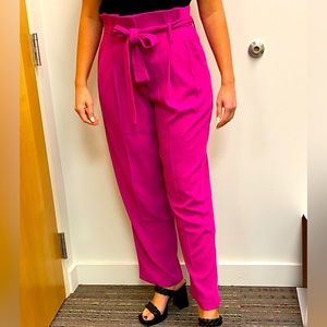 Pink paperbag waist pants, NWT.
